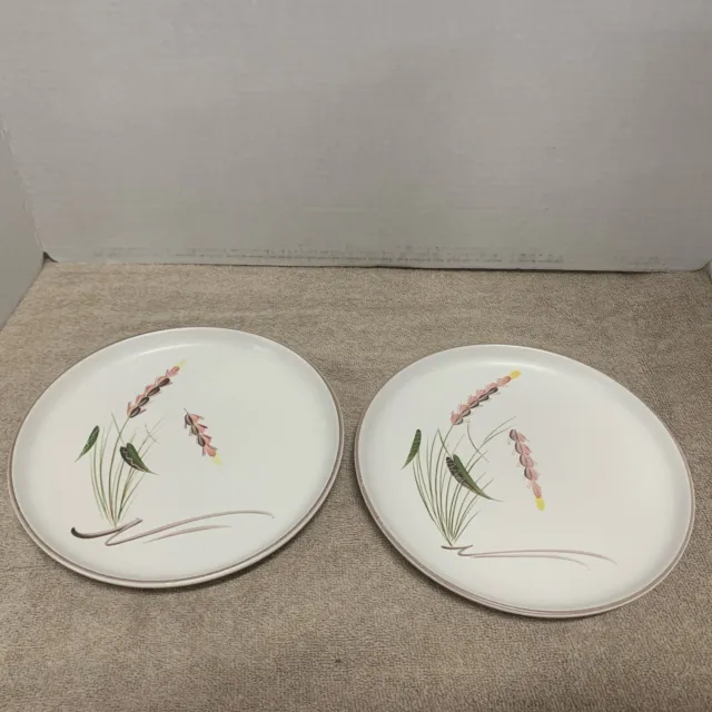Lot 0f 2 Vintage DENBY POTTERY ENGLAND Greenwheat 8”  Plates ￼Signed A College