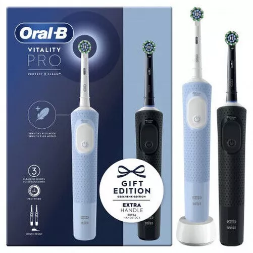 Oral-b Vitality Pro Duo Paire Brosse A Dent Electrique 1 Noir Et 1 Azur