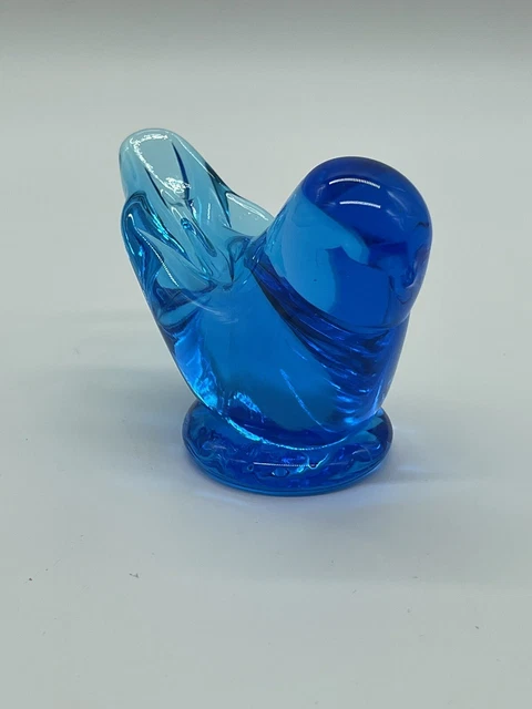 Vintage Glass Blue Bird Of Happiness Figurine Signed Dated Leo Ward 1996 -2.5”
