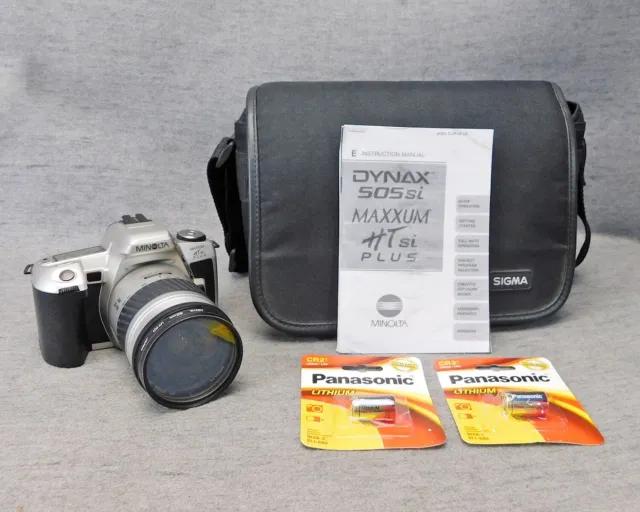 Minolta Maxxum HTsi Plus 35mm SLR Film Camera New Batteries Clean Works Used