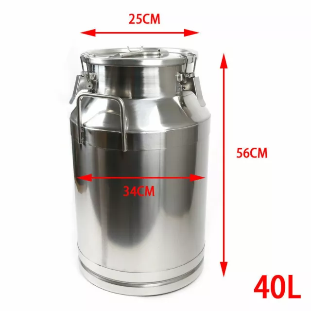 12-60L Stainless Steel Milk Can Wine Pail Bucket Oil Milk Tote Jug with Seal Lid