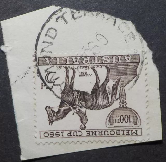 1960 Raymond Terrace.NSW.CDS Postmark on piece.5d Melbourne Cup(LotE424p)