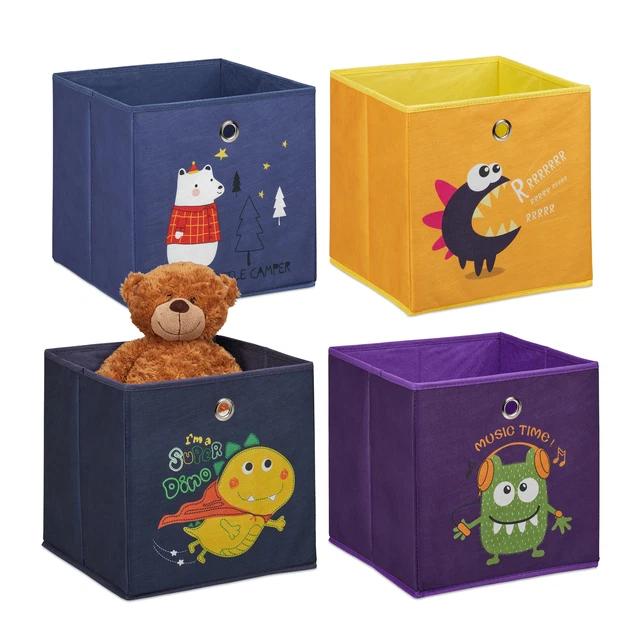 Juego de 4 cajas de almacenamiento para niños cajas de juego estante cajas plegables caja de libros