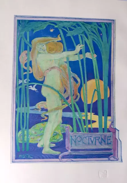 H. GRANVILLE FELL, "NOCTURNE"  -  ORIGINAL ART NOUVEAU LITHO pub. "STUDIO" 1898