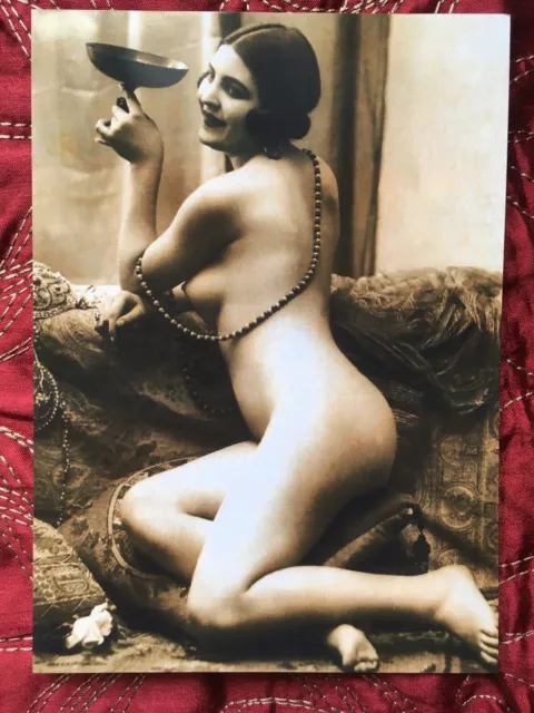 French Edwardian Nude Lady Naked Risqué 7x5 Photo Print From Original Postcard