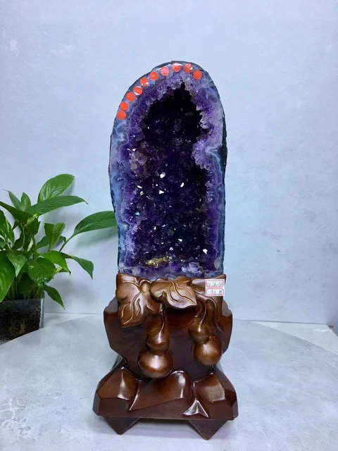 21.34LB Natural Amethyst Geode Crystal Quartz Specimen Healing+stand