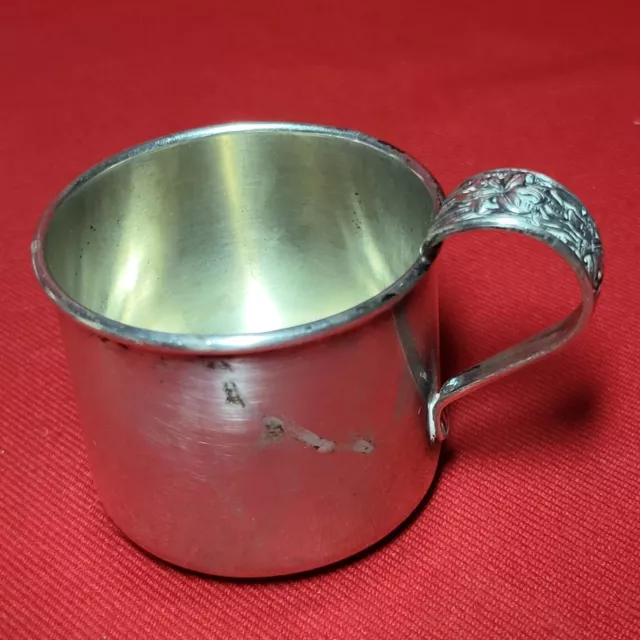 Antique Sterling Silver Baby Juice Cup Frank M Whiting  Lily Handle Barbara Engr