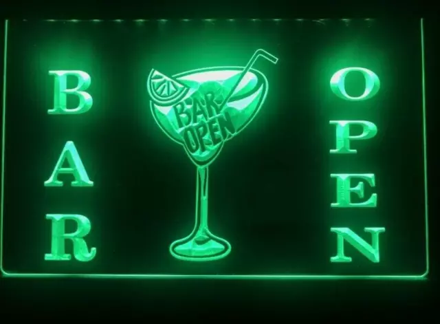 LED Bar Sign Neon Plaque Home Bar Open Light Up Drink Pub cocktail Movie Signs