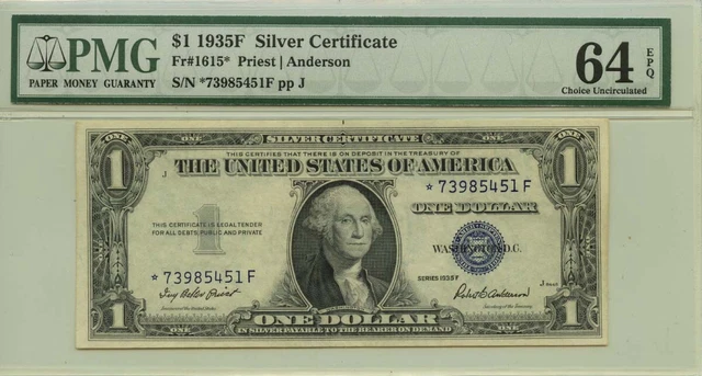 1935F $1 Silver Certificate Fr# 1615* PMG CH64 EPQ