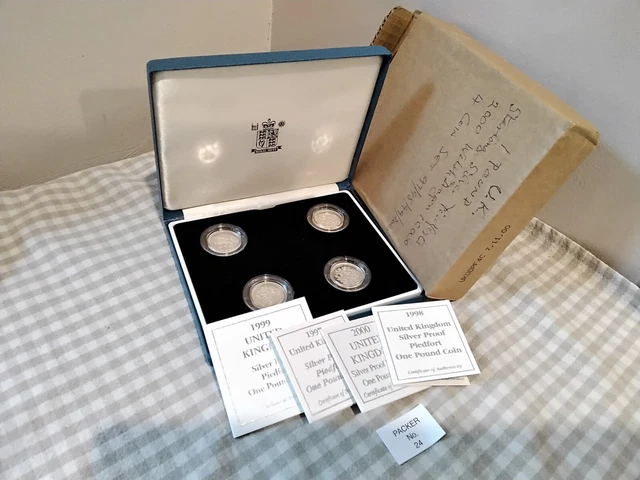 1997 - 2000 Royal Mint Sterling Silver Piedfort £1 One Pound Set Heraldic Arms