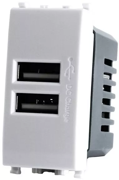 ALIMENTATORE DOPPIA PRESA USB 5V 2A 4.5x2x4.5cm Bianco compatibile Vimar  Plana EUR 15,90 - PicClick IT