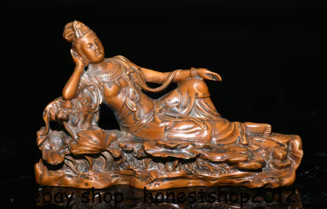 4,8 "alten chinesischen Buchsbaum Feng Shui Schlaf Guan Yin Göttin Statue