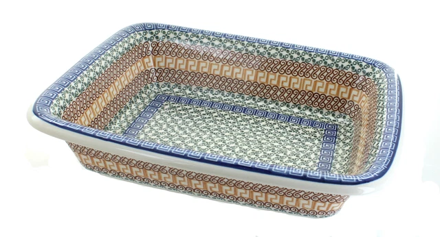 Blue Rose Polish Pottery Athena Medium Rectangular Baker