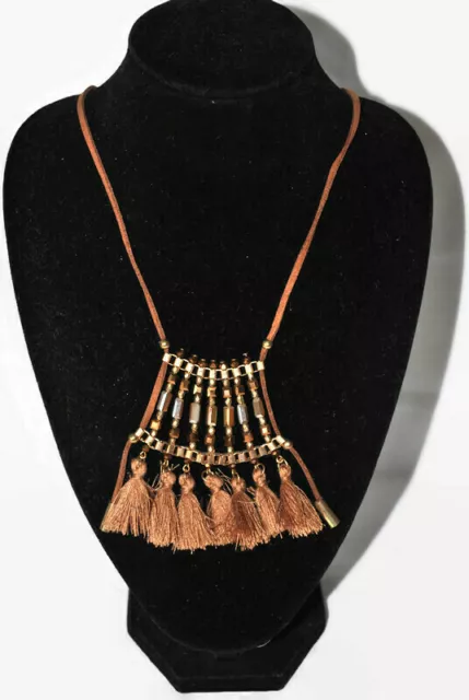 Girls And Pearls Etno Boho Statement Brown And Red Tassel Long Necklaces