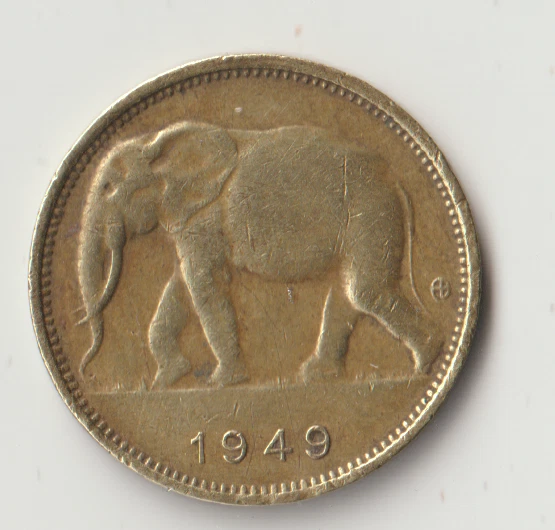 1 Franc 1949 Belgian Congo KM# 206  LOT 3+++ Beautiful Elephant +++