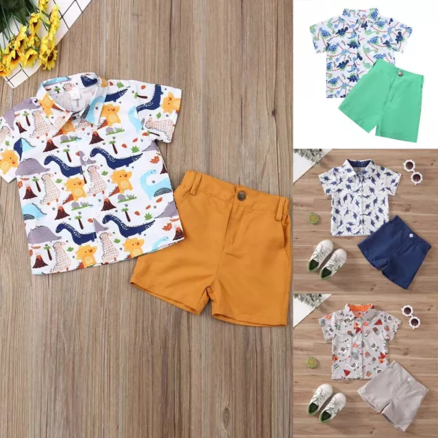 T-shirt corta dinosauro bambini bambini bambini bambini + pantaloni da gentiluomo set 2 pezzi