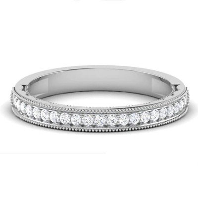 0.65 CT Vrai Diamant Femmes Alliance Ensemble Solide 950 Platine 7 4.5 6 8 5 4 