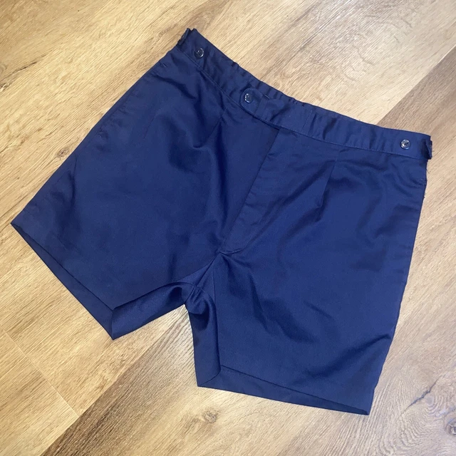 Vtg 70s 80s Tennis Shorts Mens 36 Recess PolyCotton Navy 4.5" Inseam High Waist
