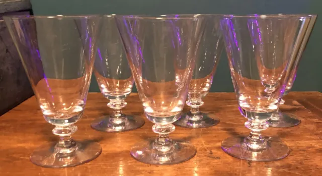 Set Of 6 Vintage 6"  Clear Glass Crystal Stemmed Parfait Serbert Liqueur Glasses