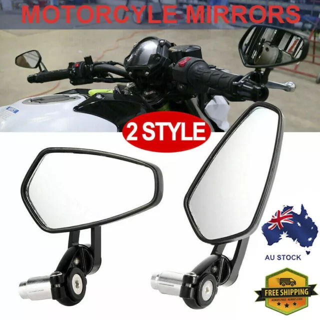 Universal Motorcycle bike Bar End Rear Side View Mirrors Cafe Racer Black 7/8"