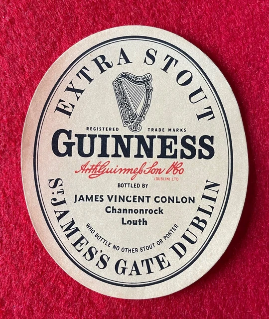 Guinness Bottle Label , Channonrock , Co. Louth , Ireland, Brewery, Vintage.