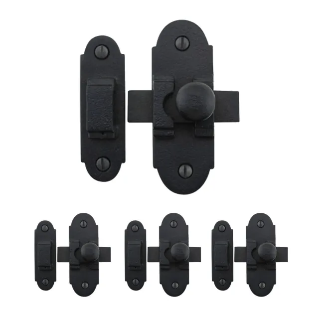 Black Slide Bolt Door Latch 3.25"x1.25" Wrought Iron Pack of 4 Renovators Supply