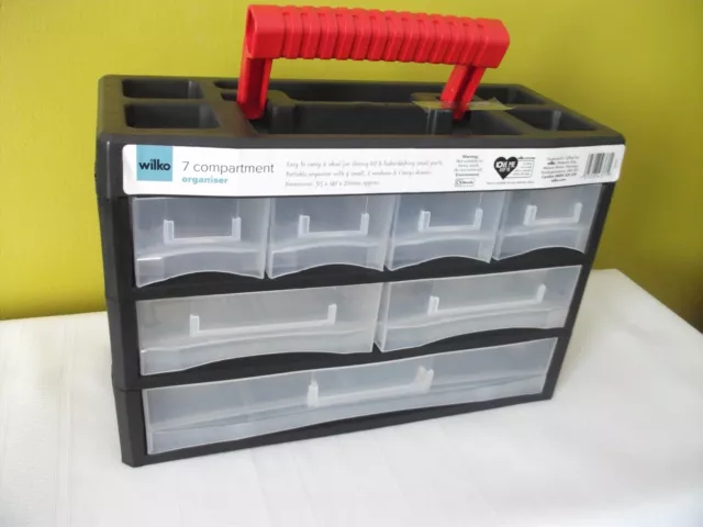 Screw Organiser Screws Nails DIY Storage Case 7 drawers carry handle NEW