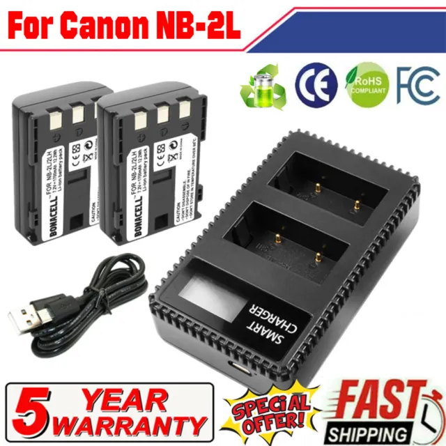 Battery & Charger for Canon NB-2L NB-2LH NB-2L12 NB-2L14 NB-2L24 BP-2L5 BP-2LH
