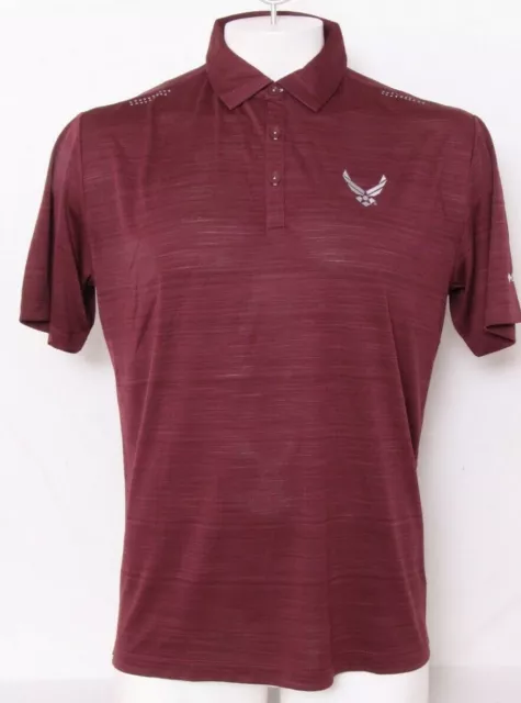 NEW US Air Force USAF Maroon Columbia Golf Omni-Wick Shirt golf Polo Mens L