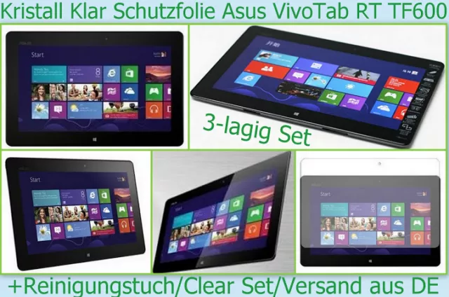 4x Kristall Klar für Asus Vivo Tab RT TF600 T Win8 PC Display Schutz Folie clear