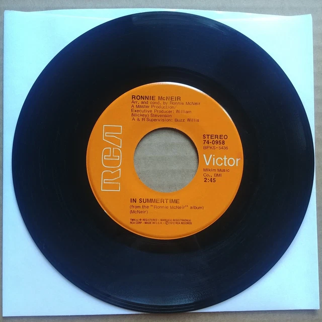 RONNIE MCNEIR In Summertime 45 7" FUNK SOUL Record Vinyl Records RARE RCA