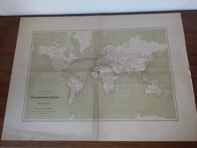 Carte Generale des Grandes Communications Telegraphiques du Monde 1888 Hoven