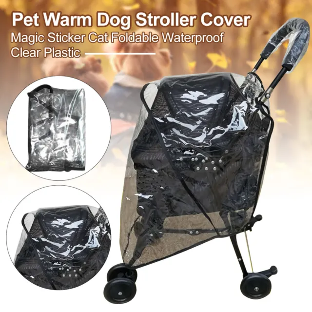 1X Cubierta de cochecito cálido para mascotas para perros para pegatinas de plástico transparente plegable impermeable