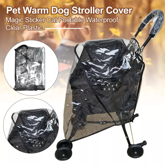 1X Pet Warm Dog Stroller Cover for Sticker Cat Foldable Clear Plastic Waterproof