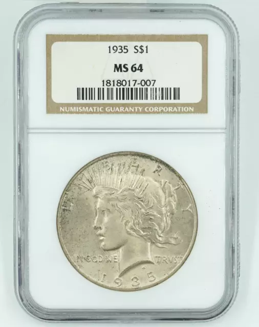 1935 NGC MS64 Peace Silver Dollar Nice Luster