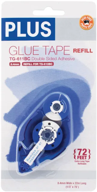 Plus High Capacity Glue Tape Refill-.33"X72', For Use In 610BC, 611BCR
