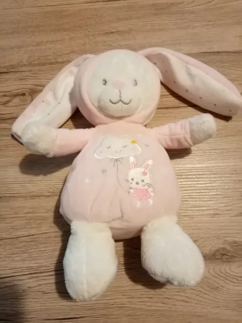 Doudou Ours déguisé en lapin blanc rose nuage étoiles MAX & SAX (état neuf)