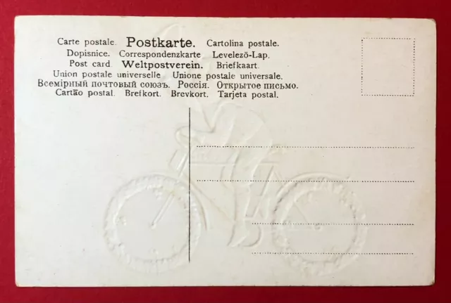 Super Prägedruck Litho AK um 1906 Radfahrer Junge auf Fahrrad ( 100369 2