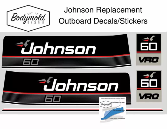 Johnson 60hp Replacement Outboard Decals/stickers