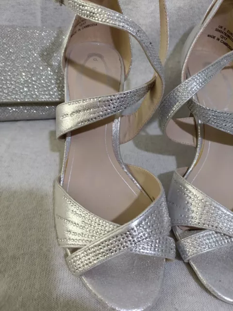 DEBENHAMS DEBUT SILVER Strappy Party Diamante Embellished Sandal s Uk5 New 9.99 PicClick UK