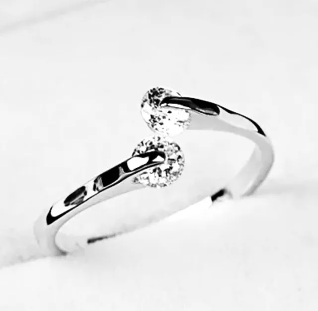 18K White Gold filled inlay SIMULATED DIAMOND Wedding Engagement ring Limited SZ