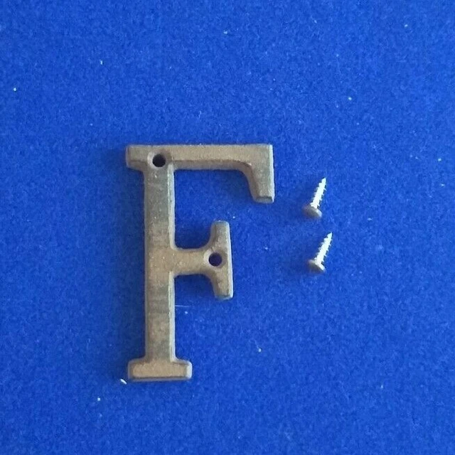 Letters F  Cast Iron Rustic Look Brown 3 inch Screws House Barn Gate Wall Decore