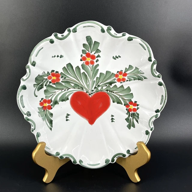 Vintage Italian Art Pottery Hand Painted 10" Radish Heart Wall Plate