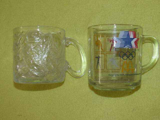 Lot of 2 Vintage McDonalds Clear Coffee Mugs