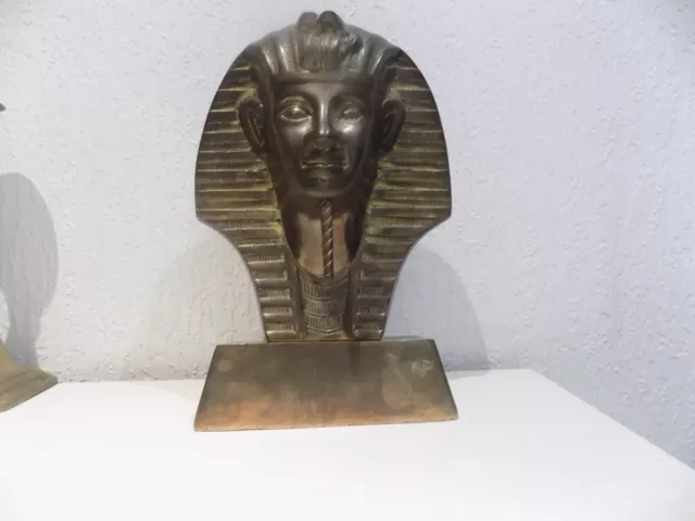 Messing Büste Statue Pharao Dekofigur Höhe ca.30 cm Stand ca.19 x 8 cm, 2747 Gr