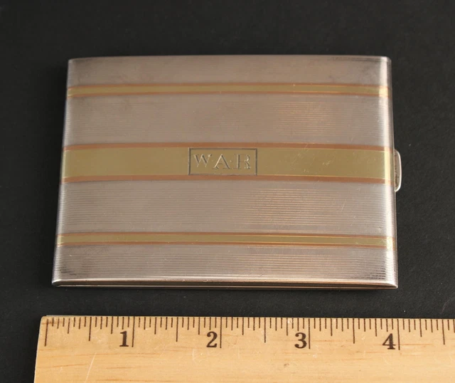 Antique Deco 14K Gold Sterling Silver Mixed Metals James E Blake Cigarette Case