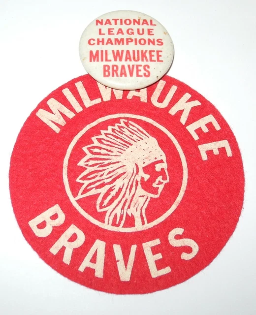 1957 Milwaukee Braves National League Champions World Series Button Pin Pennant