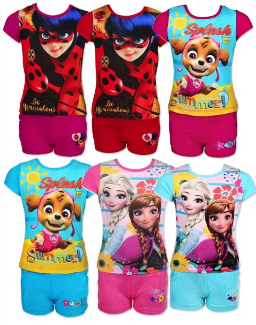 Niña Patrulla Canina Ladybug Frozen Culotte Pijama Verano Corto Pijama Edad 3-10