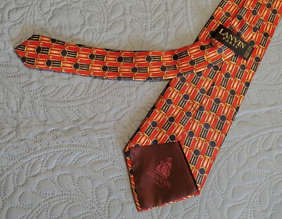 rare CRAVATTA UOMO vintage LANVIN Paris  made in France New TIE 
