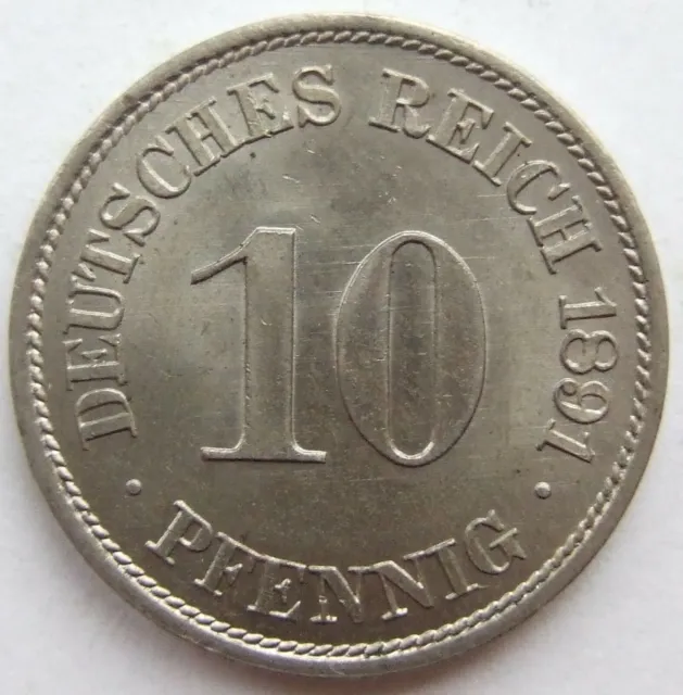 Moneta Reich Tedesco Impero Tedesco 10 Pfennig 1891 A IN Uncirculated